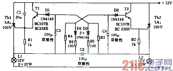 由电池供电的闪光灯电路图.jpg
