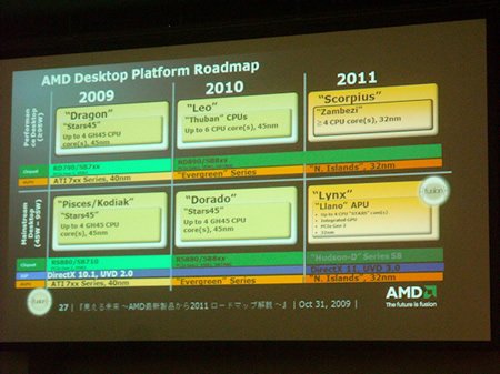 AMD芯片线路图公布：2011年GPU用32纳米工艺