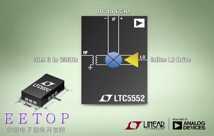 采用纤巧型 3mm × 2mm 封装的超宽带 3GHz 至 20GHz 混频器