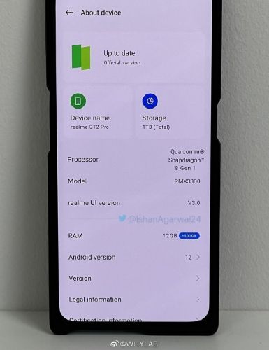 realme GT 2 Pro真机正面照曝光：骁龙8 Gen1+1TB超大存储