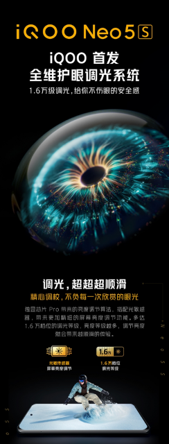 iQOO Neo5S首发全维护眼调光系统：独显芯片加持 支持1.6万档调光
