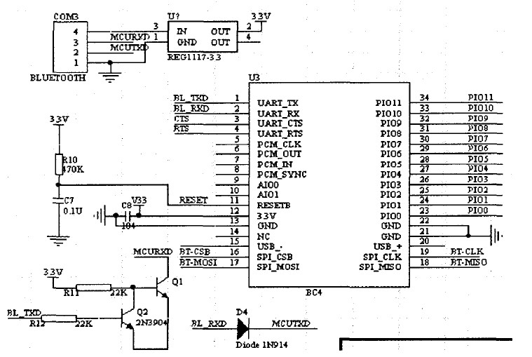 蓝牙模块的电路原理图