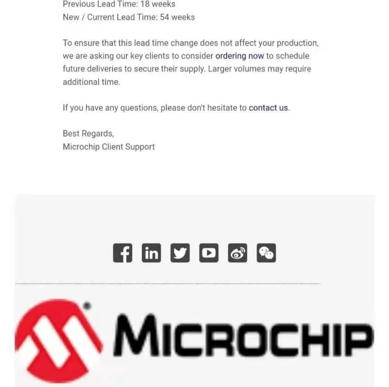 缺货潮持续！Microchip交期延长至54周