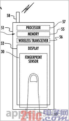 嵌在iPhone显示屏内 iPhone5S指纹传感器专利曝光