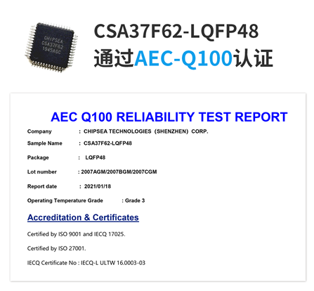 芯海科技信号链MCU芯片通过车规级AEC-Q100认证