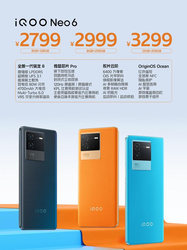 iQOO Neo6 发布：冲击骁龙8Gen1价格底线，主打游戏性能