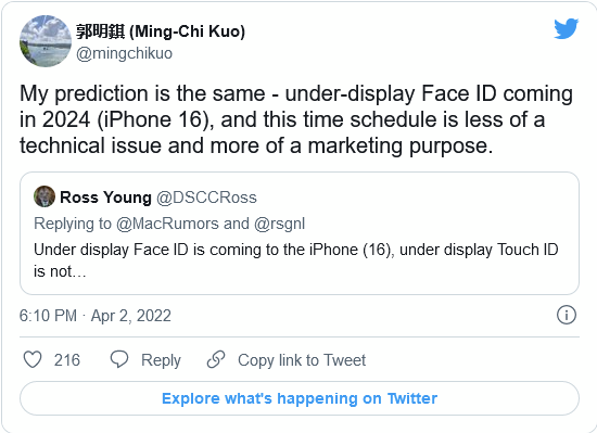 iPhone 14“感叹号”设计没跑：屏下Face ID要等到2024年