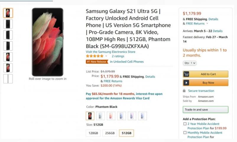 三星Galaxy S21产品线在亚马逊平台迎来大幅降价