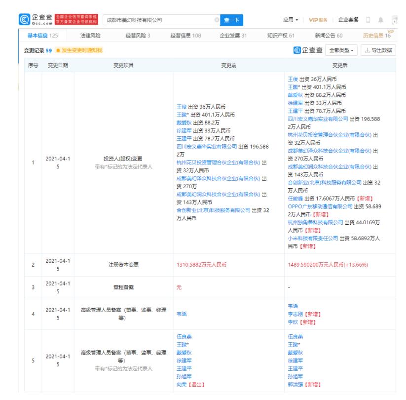 OPPO、小米入股地震预警平台美幻科技