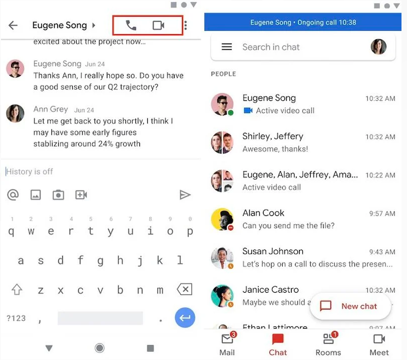Google在Gmail应用中推出快速语音和视频通话入口