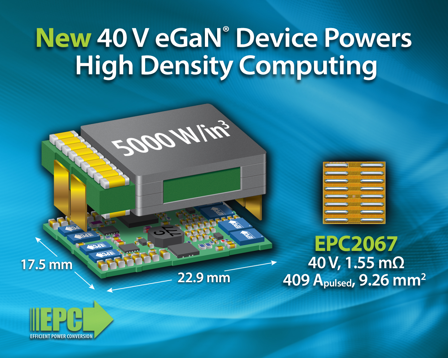 EPC公司的40 V eGaNFET是需要高功率密度的电信、网通和计算解决方案的理想器件