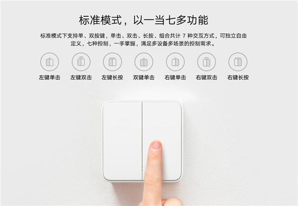 以一当七！小米无线开关双键版开售：3年长续航 仅69元