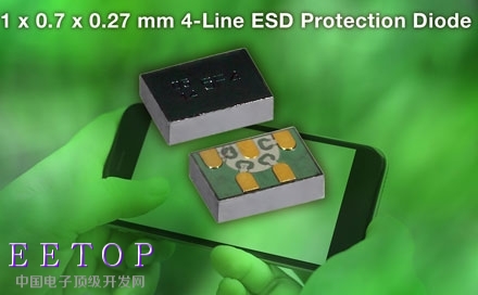 Vishay推出新的4路ESD保护阵列VBUS54FD－SD1