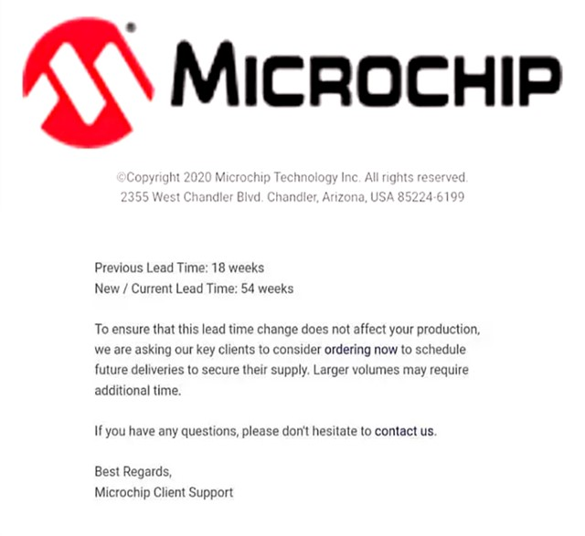 缺货潮持续，Microchip订单交期延长至54周