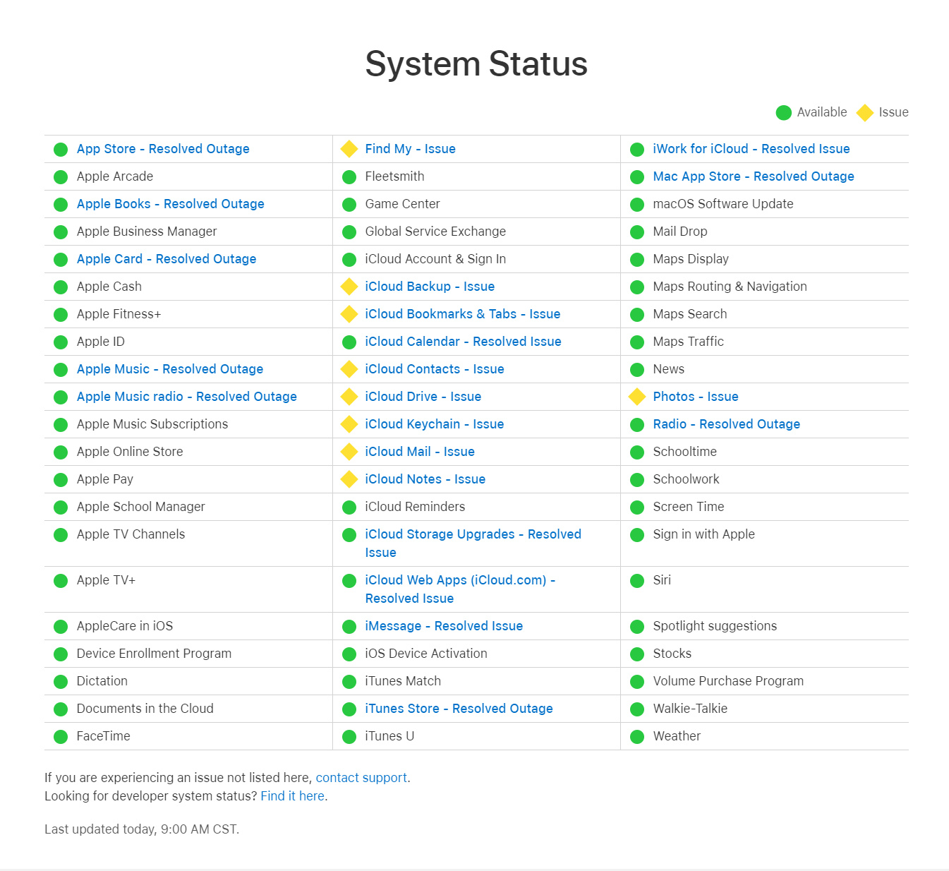 苹果 iCloud 服务暂现问题，正在逐步修复