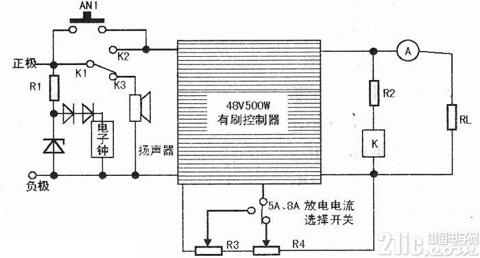 自制简易蓄电池放电仪电路图