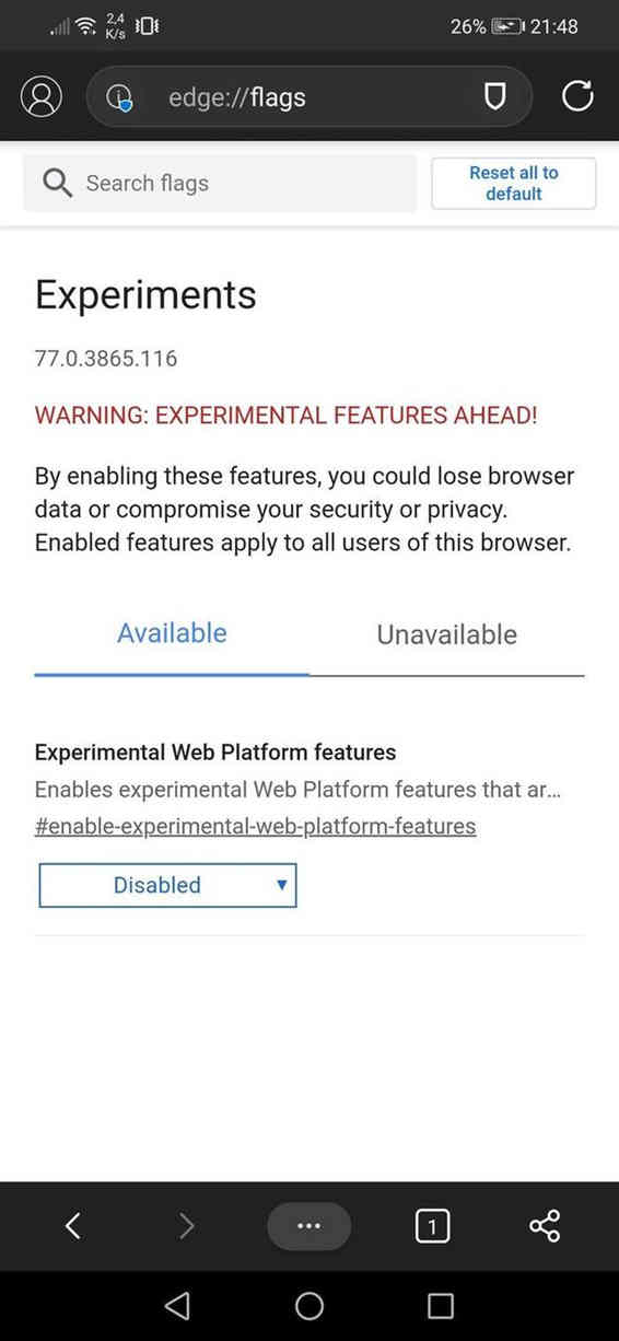 Android端Edge具备访问Flag功能了