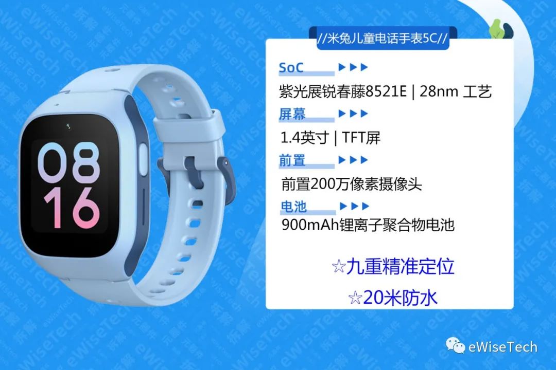 米兔儿童电话手表5C拆解：国产儿童手表当然用国产芯片