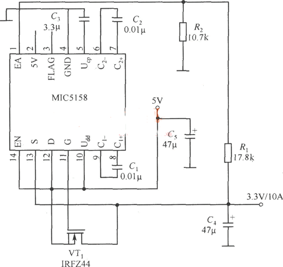 MIC5158构成的输出大电流的线性稳压器电路
