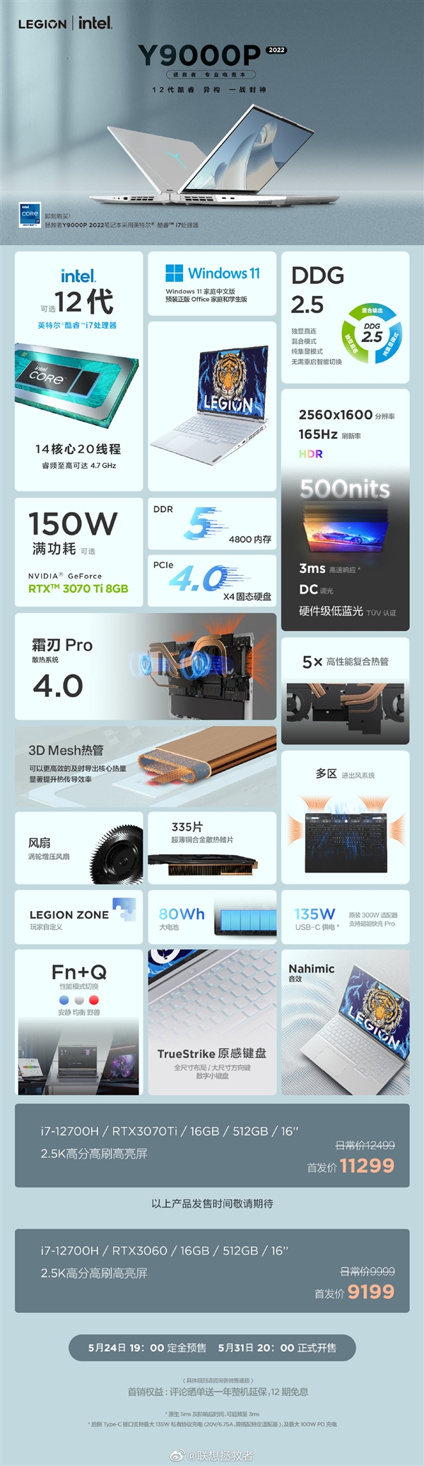 联想拯救者Y9000P/Y7000P喜迎新配色：i9卖到1.5万元！