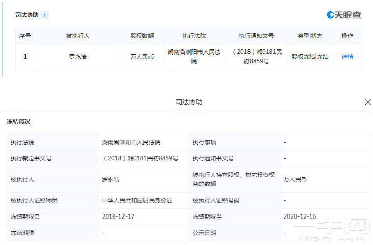 罗永浩所持锤子科技股权被冻结