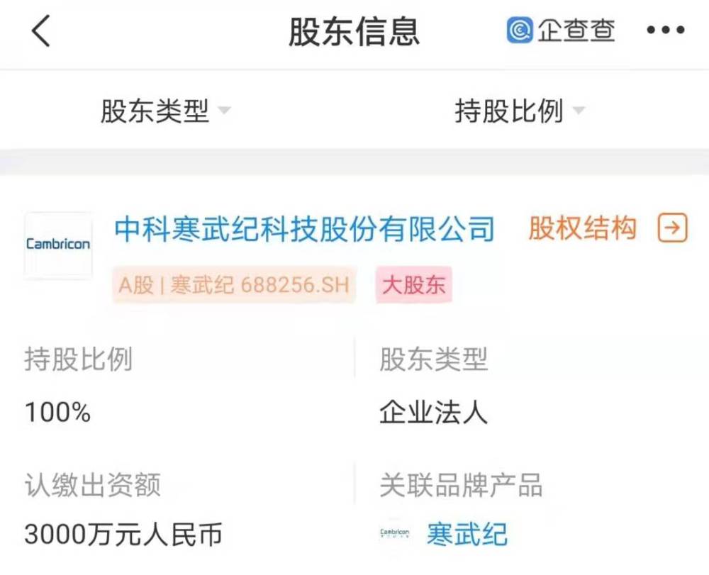 寒武纪在南京成立新公司，经营范围含人工智能理论与算法软件开发等