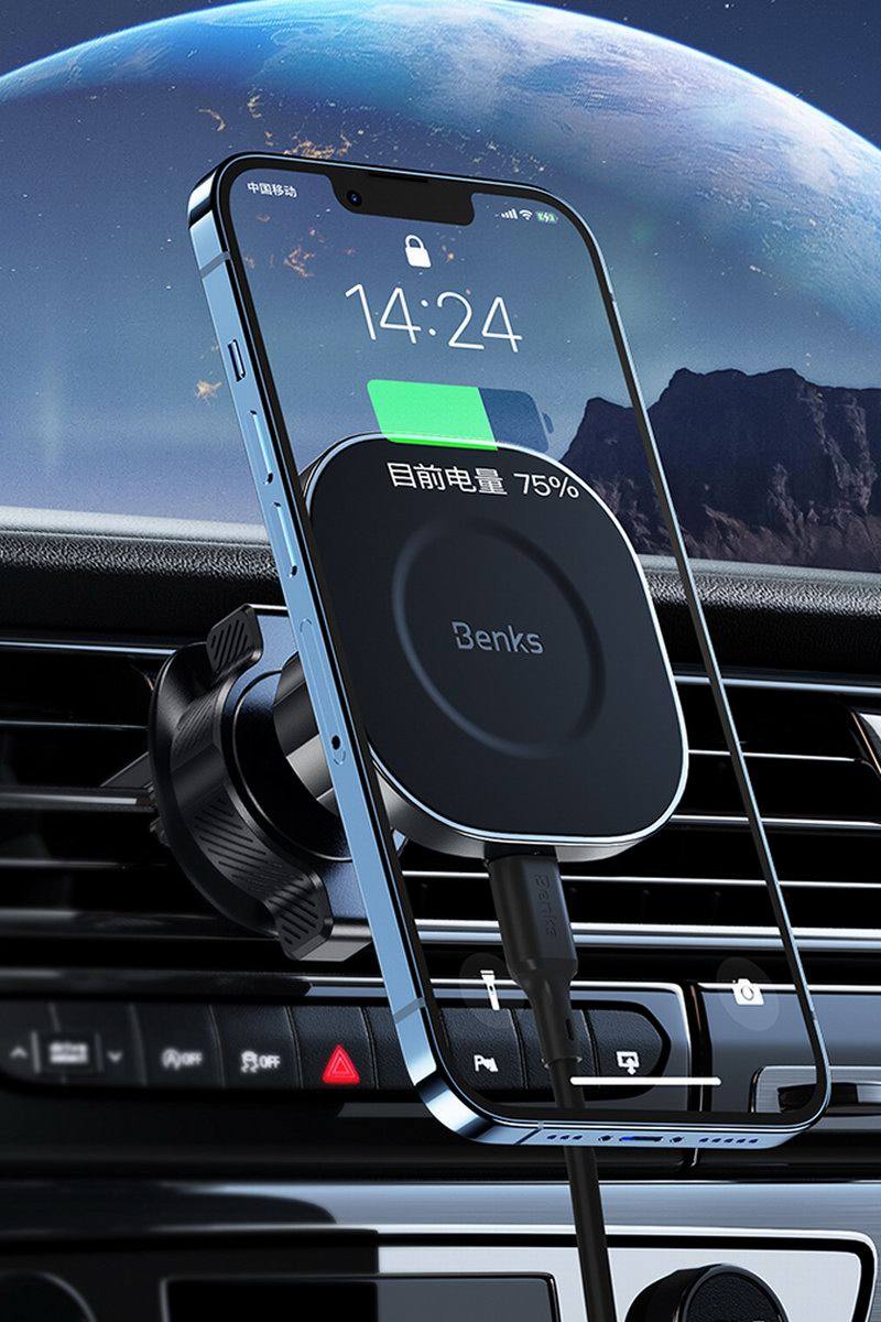 邦克仕推出磁吸无线充电车载支架,支持iPhone13全系列-充电头网