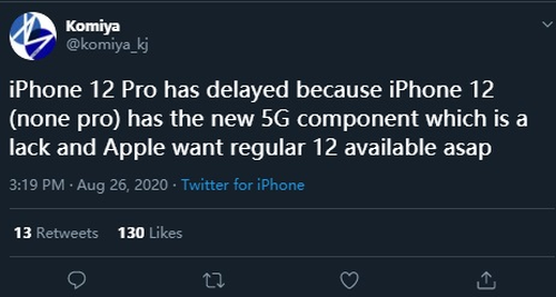苹果IP12又要延期？5G基带供货出问题