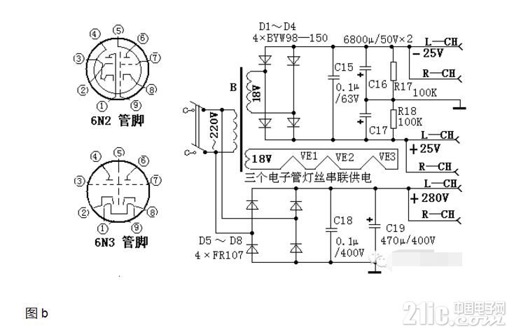 具有音调控制功能的25W混合式Hi-Fi放大器(四款HI-FI功率放大器电路)