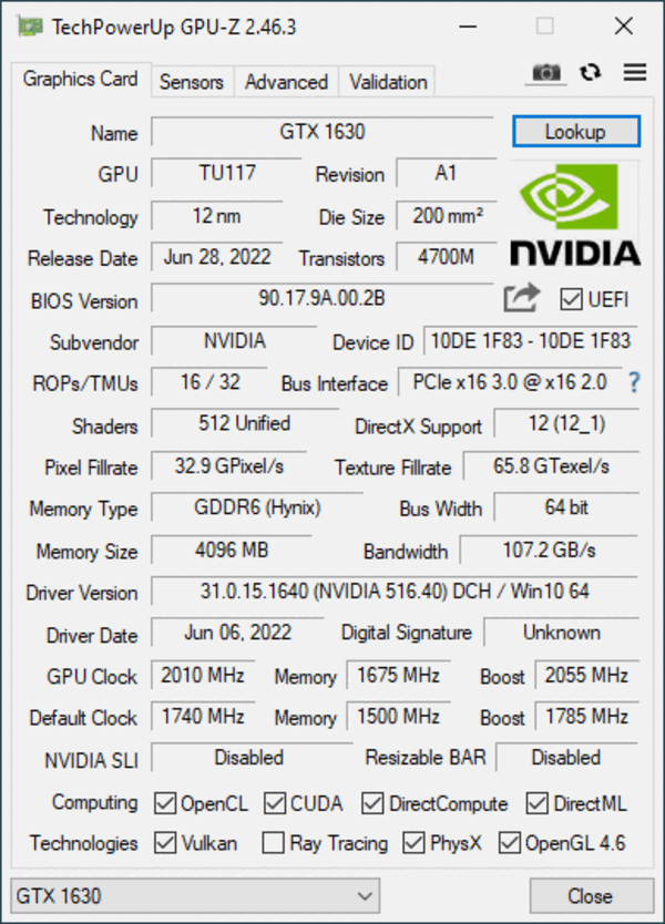 NVIDIA GTX 1630性能首测:被RX 6400按在地上摩擦