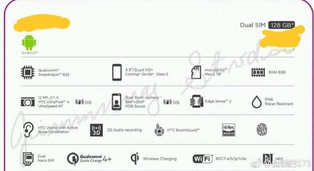 叫板三星S9！HTC新旗舰配置大曝光：骁龙845+8GB内存