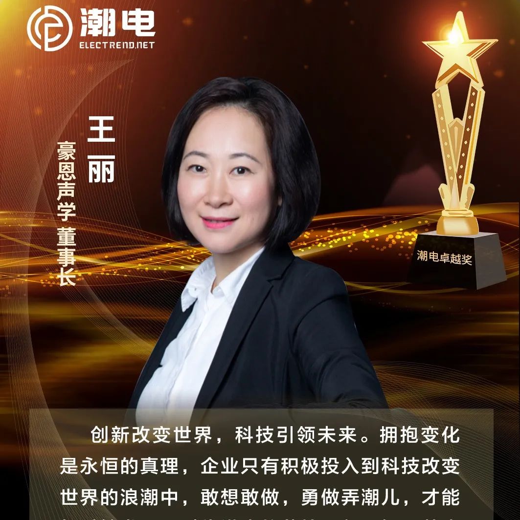豪恩声学董事长王丽 寄语【潮电卓越奖】