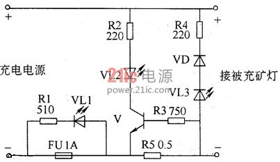 带指示器的矿灯充电电路图