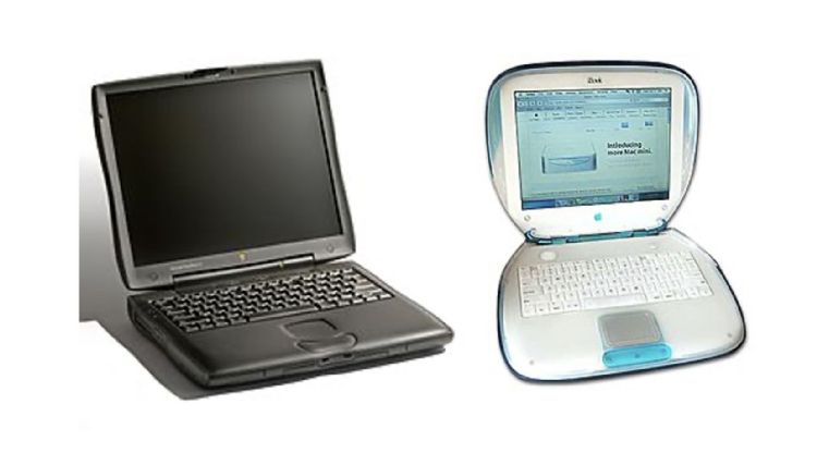 早期专业型的PowerBook和消费型的iBook外观设计壁垒分明。Wiki