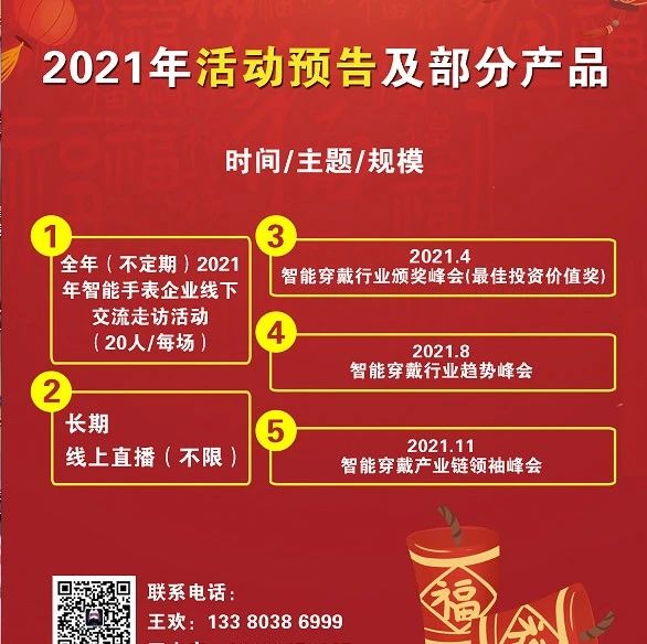 2021年全年智能穿戴活动预告