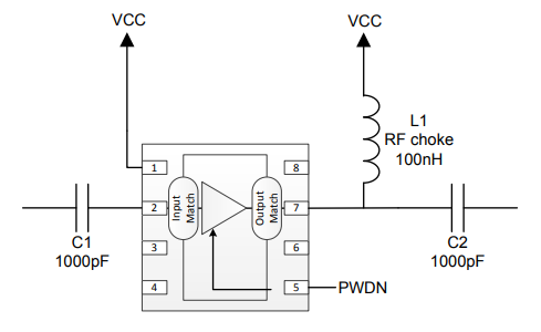 TRF37D73是具有断电引脚的 1 至 6000 MHz 20dB RF 增益模块放大器