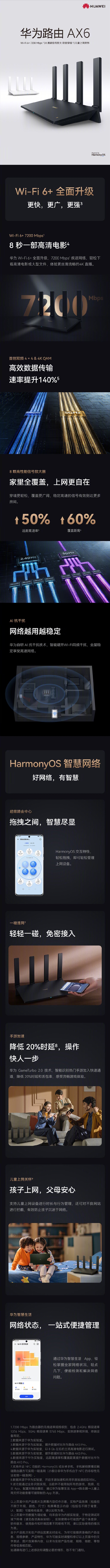 7200Mbps！华为最强单体路由AX6发布：轻松穿3堵墙