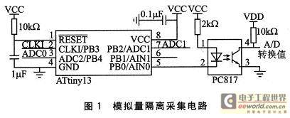 基于ATtiny13的模拟量隔离采集