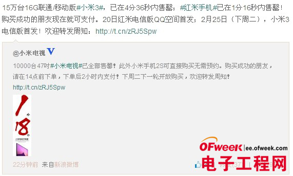 小米又打胜仗：电信版红米/米3分别于20、25日首发