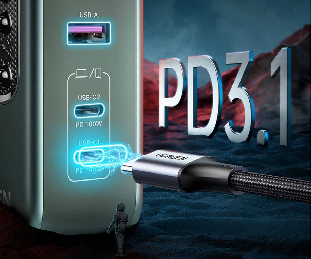 绿联推出140W氮化镓充电器,采用PD3.1,2C1A 三口同时快充-充电头网