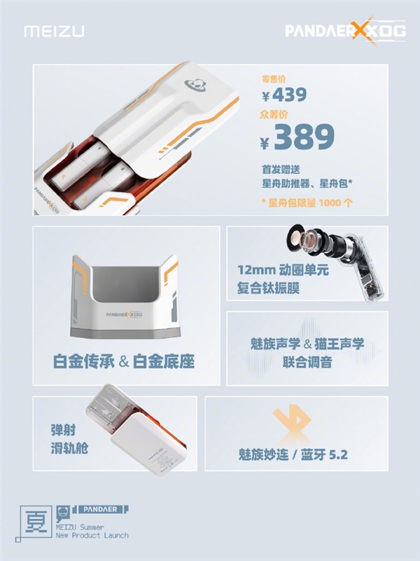 酷似一艘飞船 魅族PANDAER × XOG白金星舟耳机发布
