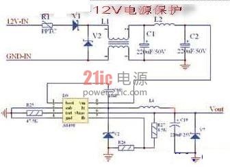 车载电源浪涌防护电路