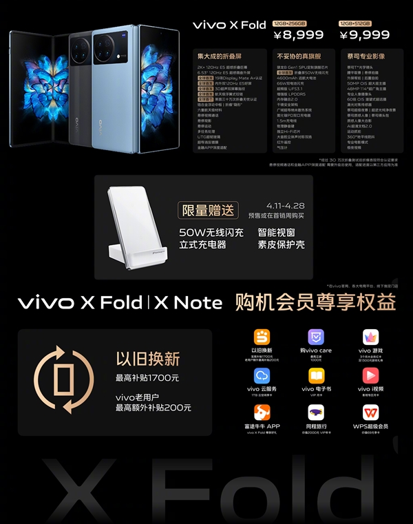 vivo三大新机价格汇总：X Fold折叠屏顶配还不到1万