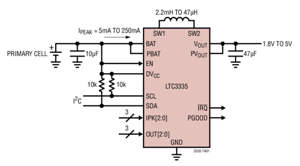 Linear 推出集成库仑计数器的 50mA 同步降压-升压型 DC/DC 转换器 LTC3335