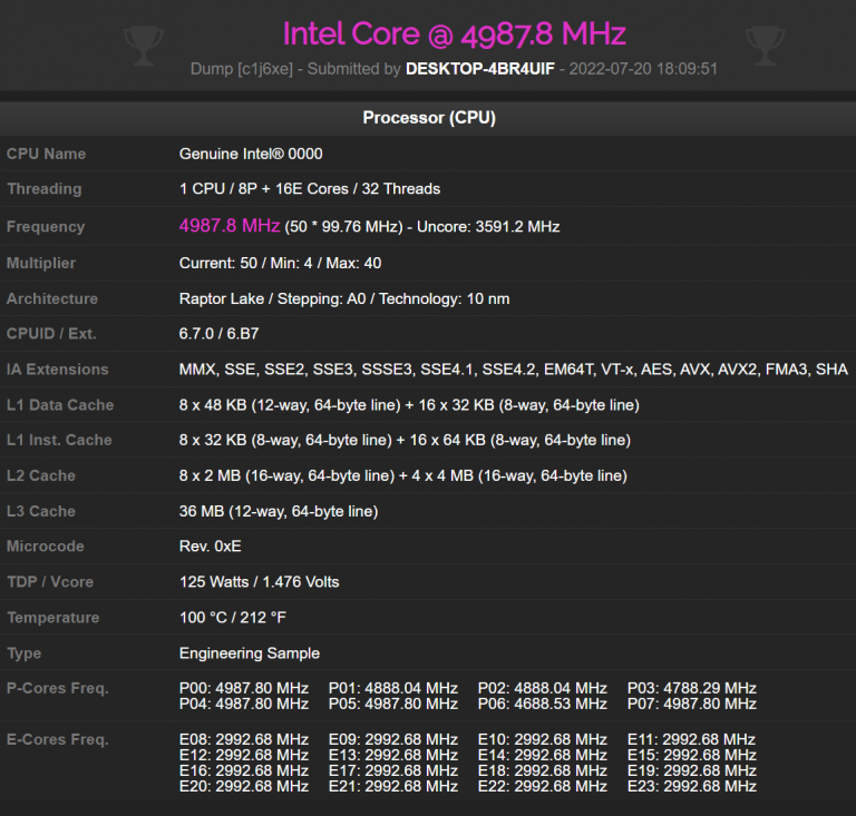 英特尔酷睿 i9-13900K 处理器曝光,搭配低端 DDR4 内存拿下 CPU-Z 单核跑分第一
