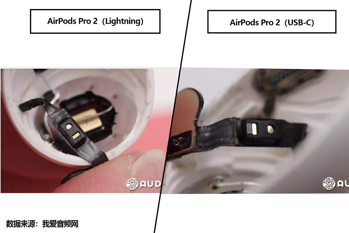拆解对比来了，苹果AirPods Pro 2（Lightning）VS（USB-C）-我爱音频网