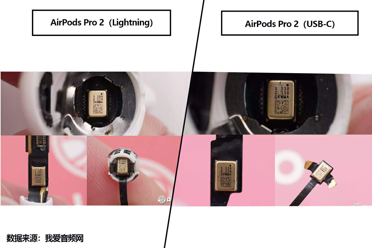 拆解对比来了，苹果AirPods Pro 2（Lightning）VS（USB-C）-我爱音频网