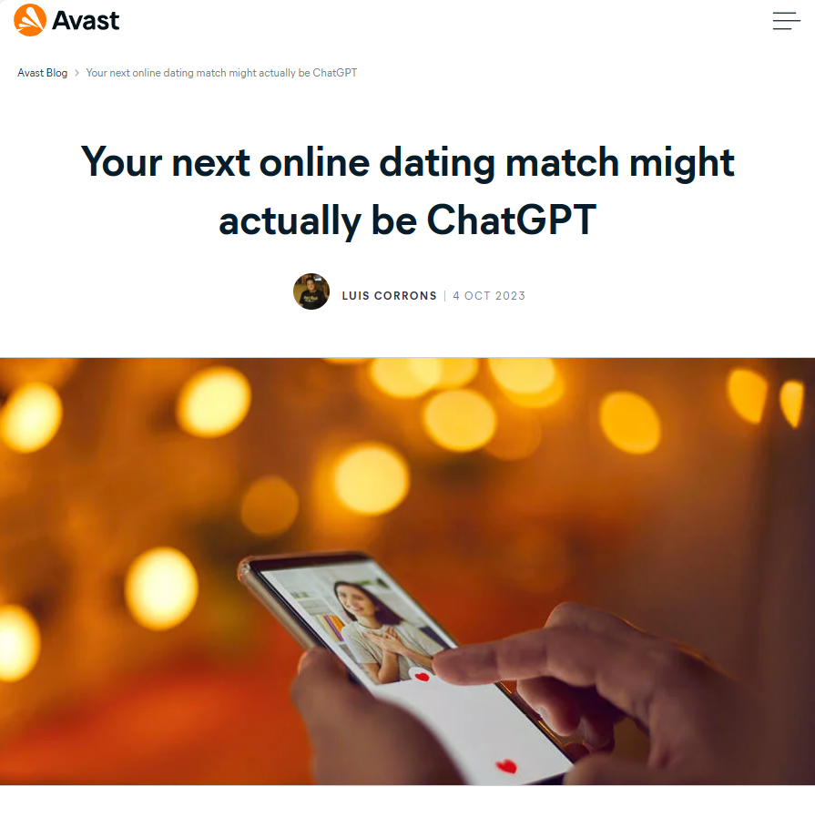 安全软件 Avast：ChatGPT 会被不法分子用来在交友平台上实施诈骗、获取隐私