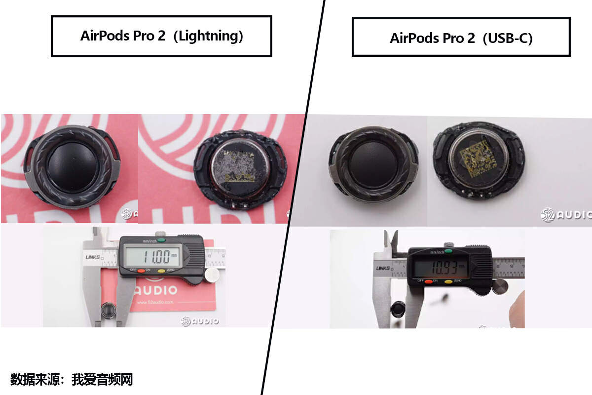 拆解对比来了，苹果AirPods Pro 2（Lightning）VS（USB-C）-我爱音频网