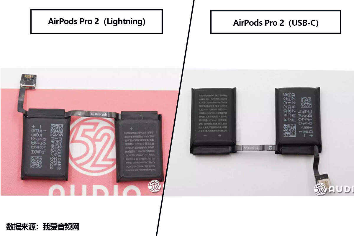 拆解对比来了，苹果AirPods Pro 2（Lightning）VS（USB-C）-我爱音频网